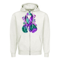 Oatmeal Heather purple and green anal cancer with boxing gloves na Zipper Hoodie - NancyCooperArtShop
