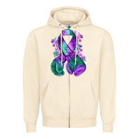 Sandshell purple and green anal cancer with boxing gloves na Zipper Hoodie - NancyCooperArtShop