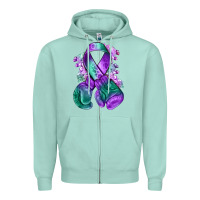 Seafoam purple and green anal cancer with boxing gloves na Zipper Hoodie - NancyCooperArtShop