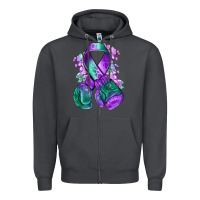 Smoke purple and green anal cancer with boxing gloves na Zipper Hoodie - NancyCooperArtShop