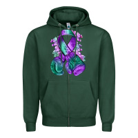 Sports Green purple and green anal cancer with boxing gloves na Zipper Hoodie - NancyCooperArtShop