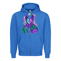 True Royal purple and green anal cancer with boxing gloves na Zipper Hoodie - NancyCooperArtShop
