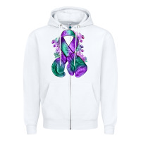 White purple and green anal cancer with boxing gloves na Zipper Hoodie - NancyCooperArtShop