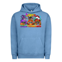 Pigment Pebble Blue happy hallothanksmas truck Urban Hoodie - CowGirlArtShop
