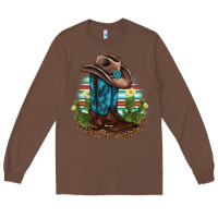 Chestnut western boots and hat cactus leopard serape pattern Long Sleeve Tee - BarkalooDesign
