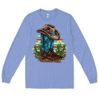 Colony Blue western boots and hat cactus leopard serape pattern Long Sleeve Tee - BarkalooDesign