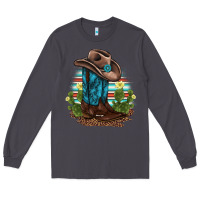 Smoke western boots and hat cactus leopard serape pattern Long Sleeve Tee - BarkalooDesign