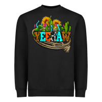 Black yeehaw and cactus with horseshoe Heavyweight Sweatshirt - AdoDesignShop
