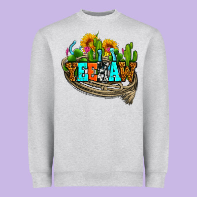Yeehaw And Cactus With Horseshoe Heavyweight Sweatshirt Designed By Adodesignshop