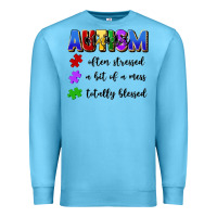 Ocean Blue i'm a hot mess always stressed and proudly autism Premium Sweatshirt - Artiststas