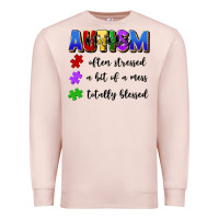 Pale Pink i'm a hot mess always stressed and proudly autism Premium Sweatshirt - Artiststas