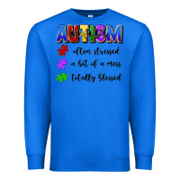 True Royal i'm a hot mess always stressed and proudly autism Premium Sweatshirt - Artiststas