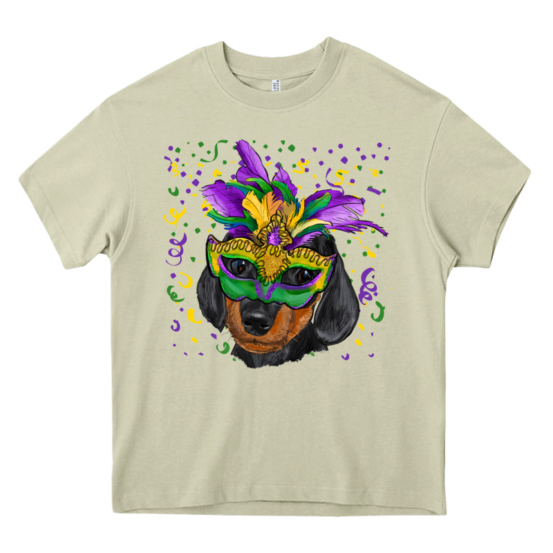 Mardi Gras Dachshund Puppy With Mask Heavy Core Tee by RanaPortraitStore | Teevron