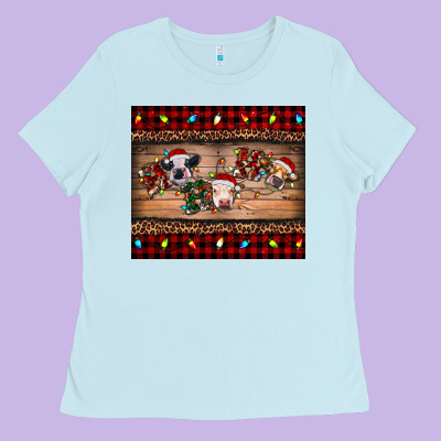 Ladies Tee hohoho christmas cows