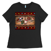 Black hohoho christmas cows Ladies Tee - RanaPortraitStore