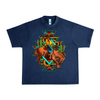 Navy aztec rodeo cowboy Urban Heavy Tee - JahusDesignShop
