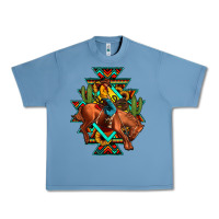 Pebble Blue aztec rodeo cowboy Urban Heavy Tee - JahusDesignShop