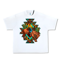 White aztec rodeo cowboy Urban Heavy Tee - JahusDesignShop
