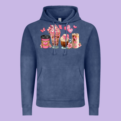 Floral Coffee Cups Vintage Hoodie Designed By Jahusdesignshop