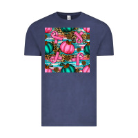 Vintage Denim breast cancer awareness with pumpkins seamless pattern Vintage Tee - BundleAndBundleShop