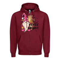 Burgundy peace gnomie Zipper Hoodie - MaliasSmallBusiness