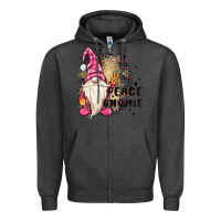 Charcoal Heather peace gnomie Zipper Hoodie - MaliasSmallBusiness
