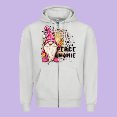 Peace Gnomie Zipper Hoodie Designed By Maliassmallbusiness