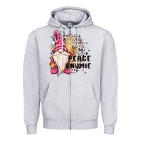 Heather Grey peace gnomie Zipper Hoodie - MaliasSmallBusiness
