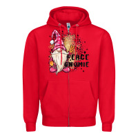 Red peace gnomie Zipper Hoodie - MaliasSmallBusiness