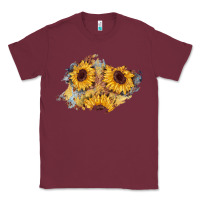 Burgundy sunflower glitter leather patch Classic Tee - AdoDesignShop