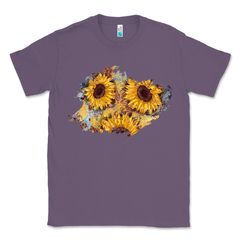 Sunflower Glitter Leather Patch Classic Tee by AdoDesignShop | Teevron