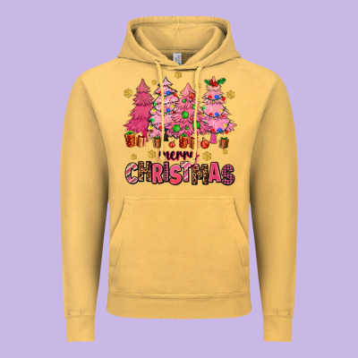 Pink Christmas Trees Vintage Hoodie Designed By Adodesignshop