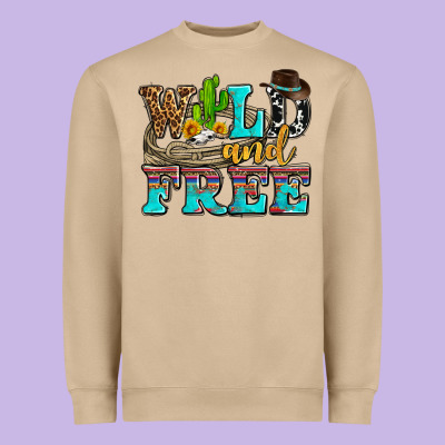 Wild And Free With Cactus Heavyweight Sweatshirt Designed By Adodesignshop