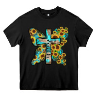 Black faith sunflower cross Heavy Core Tee - Zillion Design Studio