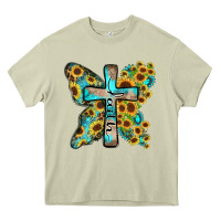 Mossy faith sunflower cross Heavy Core Tee - Zillion Design Studio