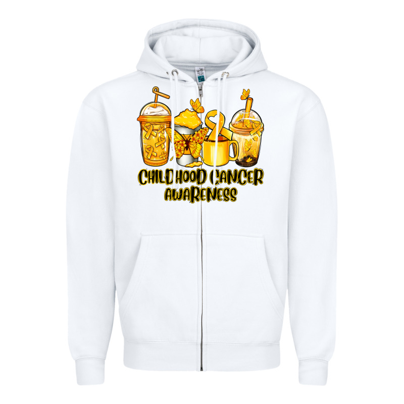 Childhood Cancer Awareness Coffee Cups Zipper Hoodie by NancyCooperArtShop | Teevron