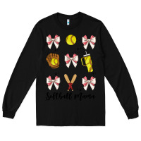 Black softball coquette bow Long Sleeve Tee - JahusDesignShop