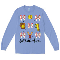 Colony Blue softball coquette bow Long Sleeve Tee - JahusDesignShop