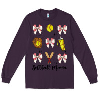 Plum softball coquette bow Long Sleeve Tee - JahusDesignShop