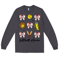 Smoke softball coquette bow Long Sleeve Tee - JahusDesignShop