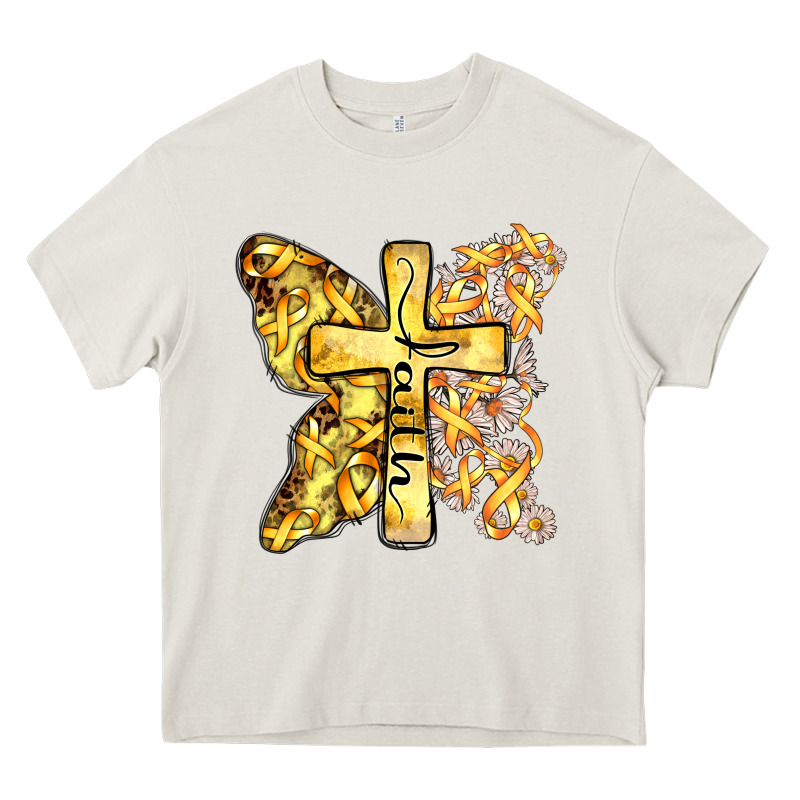 Faith Child Cancer Cross Heavy Core Tee by Zillion Design Studio | Teevron
