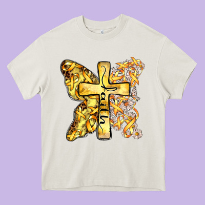 Faith Child Cancer Cross Heavy Core Tee Designed By Zillion Design Studio