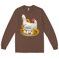 Chestnut Perched Chicken With Sunflowers Long Sleeve Tee - LillyAllenDesigns
