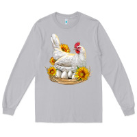 Moon Dust Perched Chicken With Sunflowers Long Sleeve Tee - LillyAllenDesigns