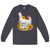 Smoke Perched Chicken With Sunflowers Long Sleeve Tee - LillyAllenDesigns