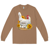 Toasted Coconut Perched Chicken With Sunflowers Long Sleeve Tee - LillyAllenDesigns