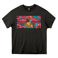 Asphalt french bulldog floral license plate Heavy Core Tee - Artiststas
