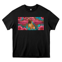 Black french bulldog floral license plate Heavy Core Tee - Artiststas