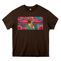 Chocolate Brown french bulldog floral license plate Heavy Core Tee - Artiststas