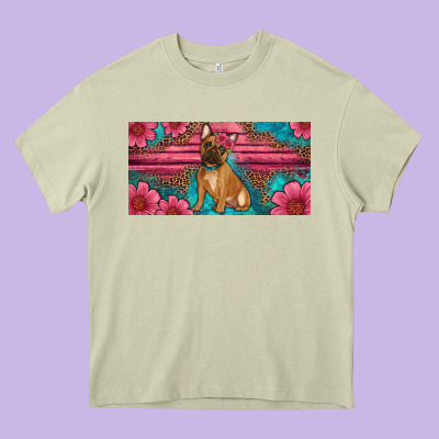 French Bulldog Floral License Plate Heavy Core Tee Designed By Artiststas